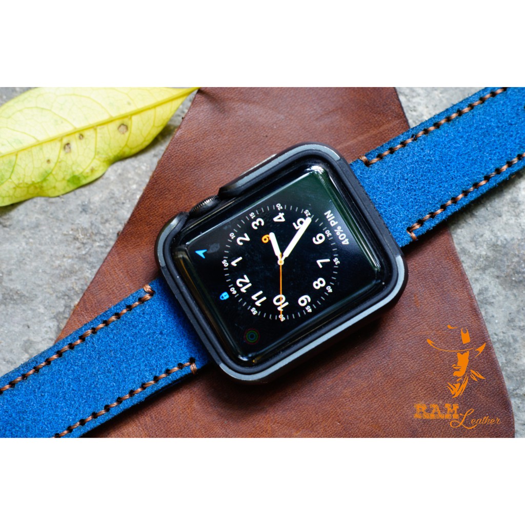 Dây đồng hồ Apple Watch , Iwatch , Iphone Watch Da Bò Xanh Coban RAM Leather 1963  Bền Đẹp