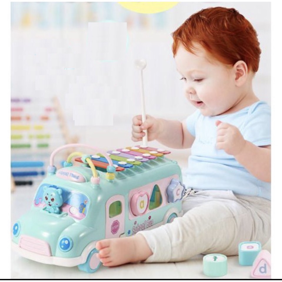 ĐỒ CHƠI XE BUS THẢ HÌNH KHỐI KÈM ĐÀN PIANO CHO BÉ