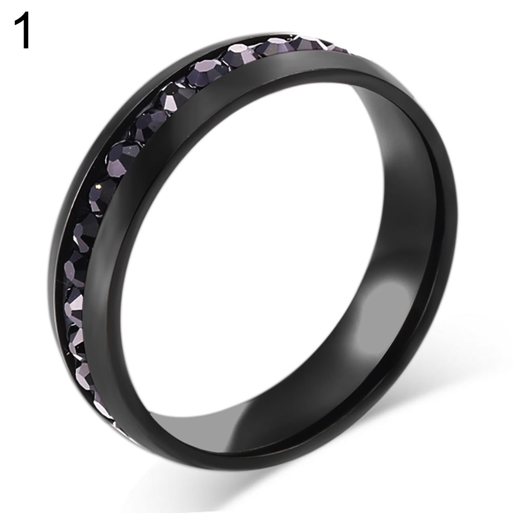 ☼Nhẫn Đính Hôn Bằng Thép Titanium Đính Đá Kích Thước 6-13 Dành Cho Nam Và Nữ