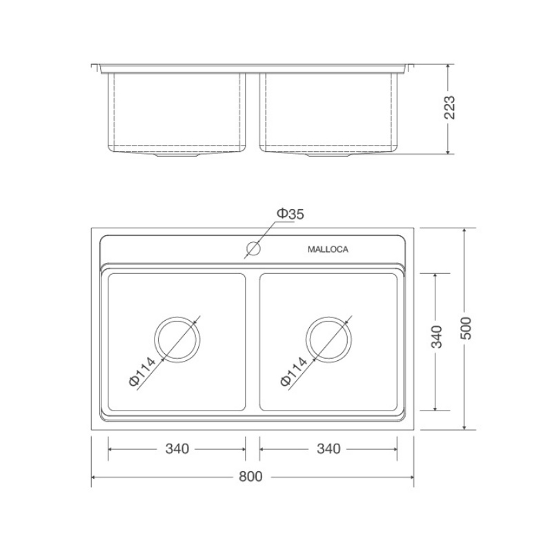 [FREESHIP HCM] Chậu Rửa Chén Malloca MS 8812 - Chất Liệu Inox 304