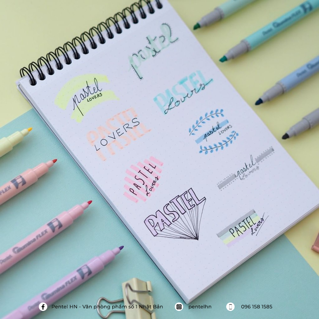 Bút Dạ Quang 2 Đầu Pentel Màu Pastel SLW11P Pentel Pastel Highlighter