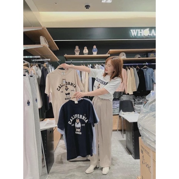 Áo thun WHOAU WHRAC2311U tay ngắn họa tiết gấu Steve chính hãng OGsneakers