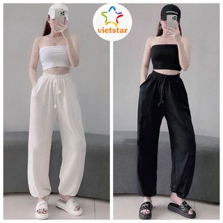 Set áo croptop ôm dáng quây và quần jogger basic chun ống - VIETSTAR