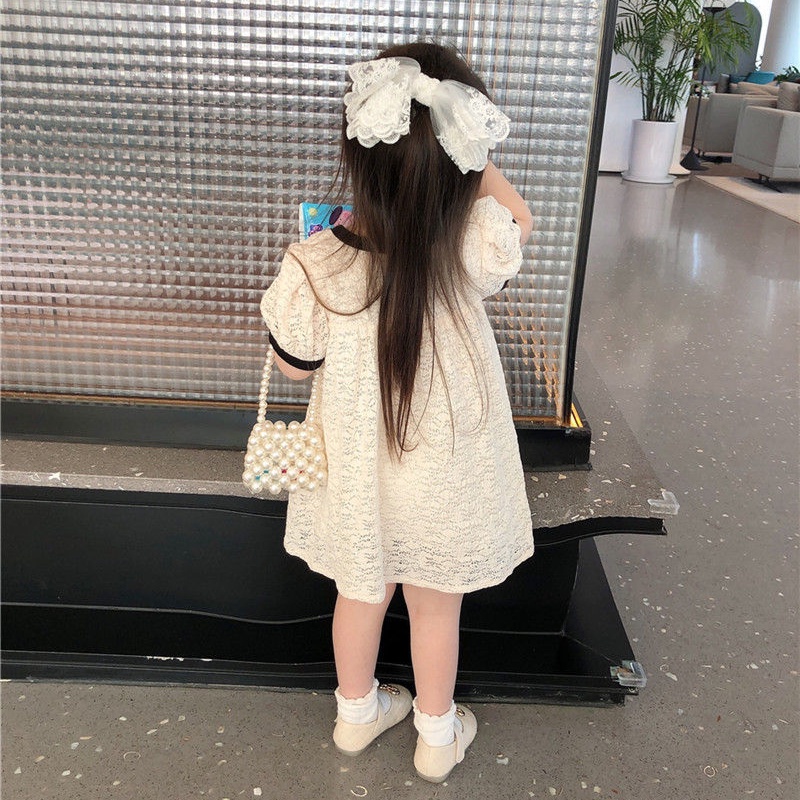 Paulababy Đầm tutu Công Chúa Tay Ngắn Màu Trắng / Hồng Đính Nơ Xinh Xắn Cho Bé Gái