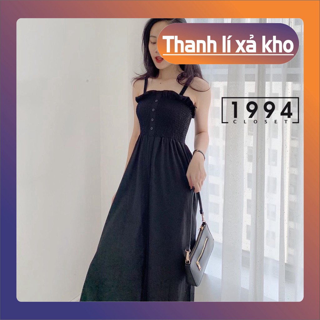 JUM HAI DÂY ĐŨI QUẦN SỚ LỬNG CHUN NGỰC CỰC HOT - JUMPSUIT 2 DÂY NHÚN BÈO ĐŨI BE ĐEN [deal]