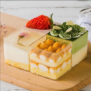Cốc mica đựng Mousse, Tiramisu hình vuông (10 chiếc)