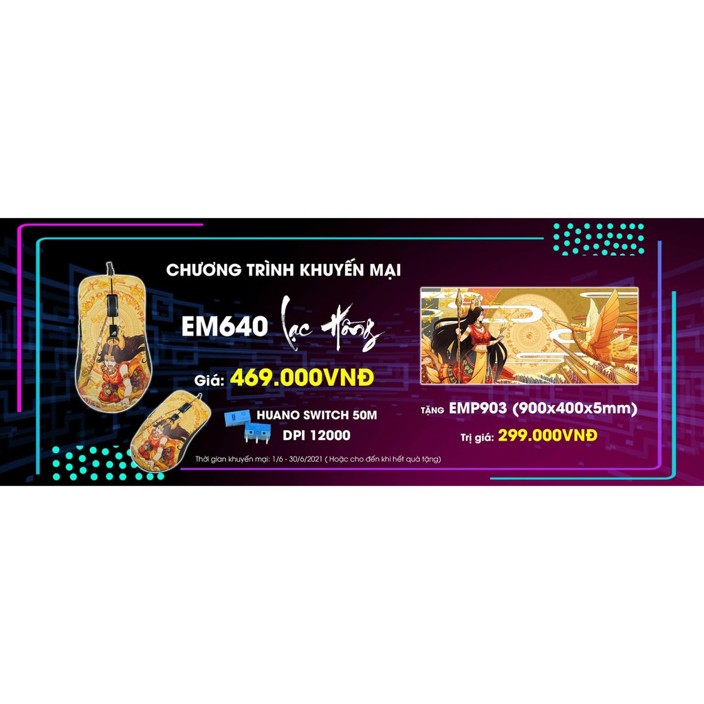 Chuột EM640 Lạc Hồng được tặng ngay 01 pad EMP903 – Lạc Hồng