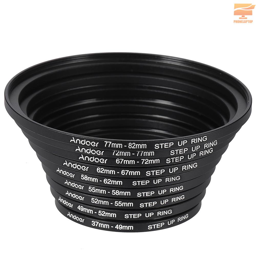 Set 18 Vòng Kim Loại Gắn Thấu Kính Máy Ảnh Andoer 37-49 - 52-55 - 58-62 - 67-72 - 77-82mm