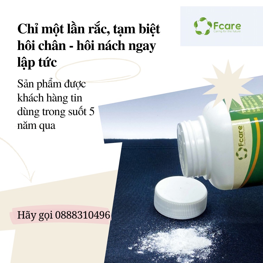 Bột Khử Mùi Hôi Chân, Hôi Giày Fcare CHC - Ngăn Ngừa Vi Khuẩn Gây Mùi, Mồ Hôi, Khử Mùi Hôi Hiệu Quả