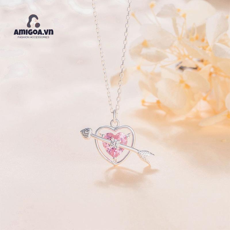 ✨✨Thời Trang Vòng cổ Hợp Kim Mặt Trái Tim Đính Đá Pha Lê