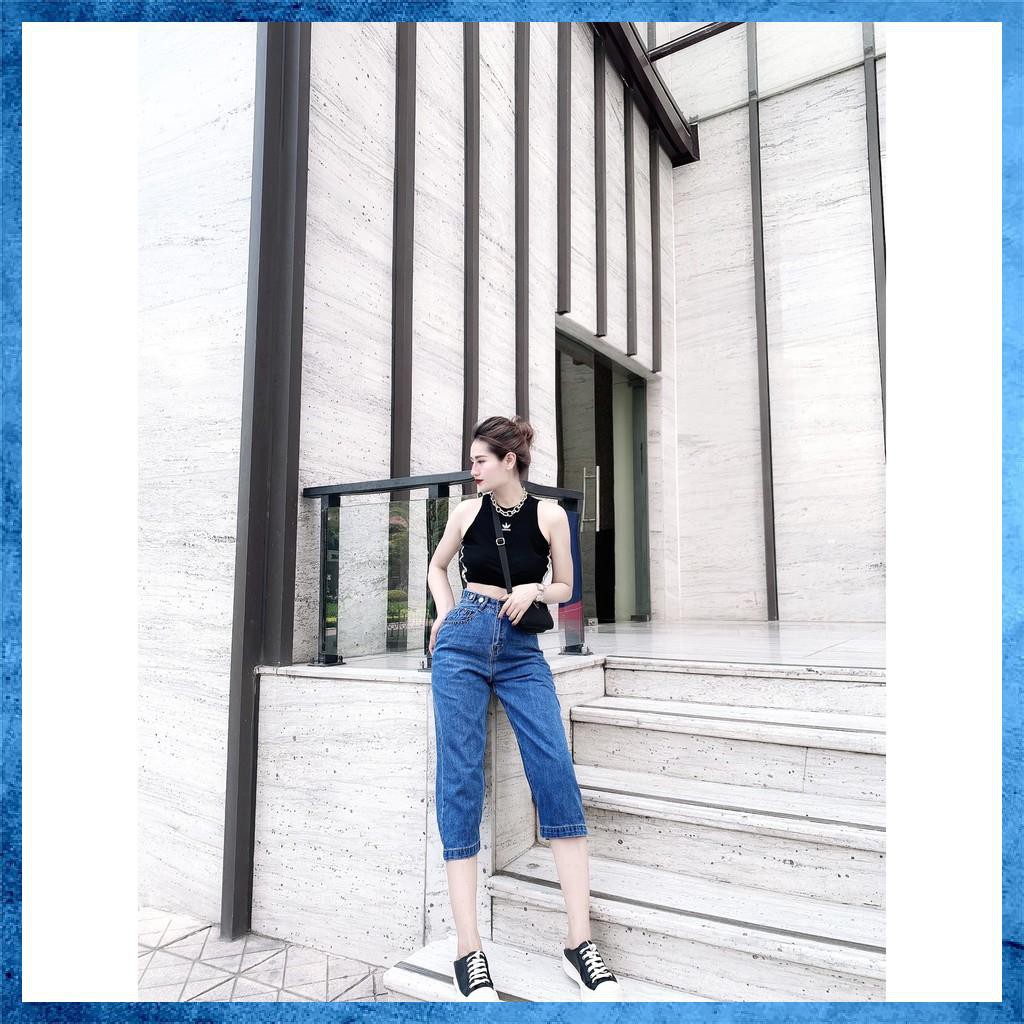 [Jeans nữ thiết kế] Quần bò lỡ trơn dáng suông, quần jeans lửng lưng cao túi chéo. Mã L3145 | BigBuy360 - bigbuy360.vn