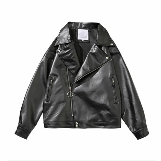 Áo khoác da jacket biker dáng rộng thời trang