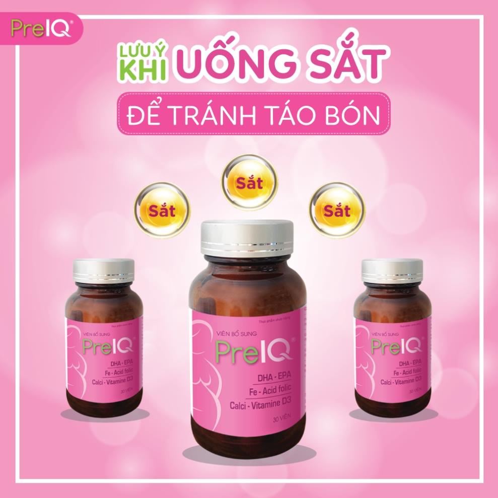 Viên bổ bà bầu PreIQ hỗ trợ mắt, não bộ, hệ miễn dịch ở thai nhi hộp 30 viên.
