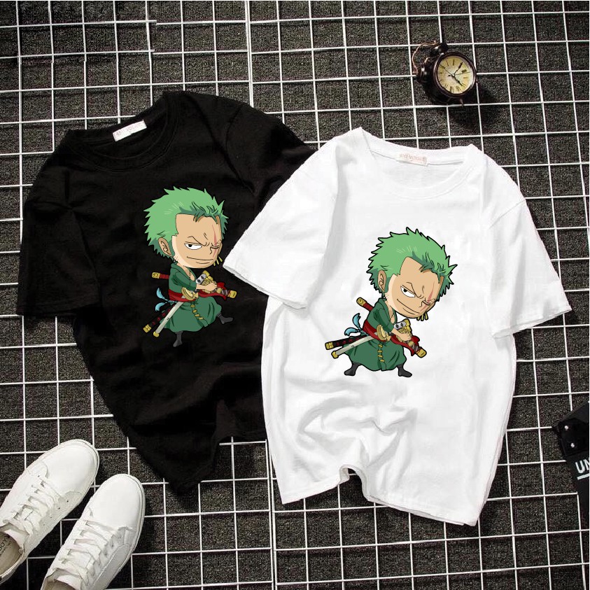 Áo thun tay lỡ form suông rộng hoạt hình One piece zoro chất vải cotton unisex cho nam nữ