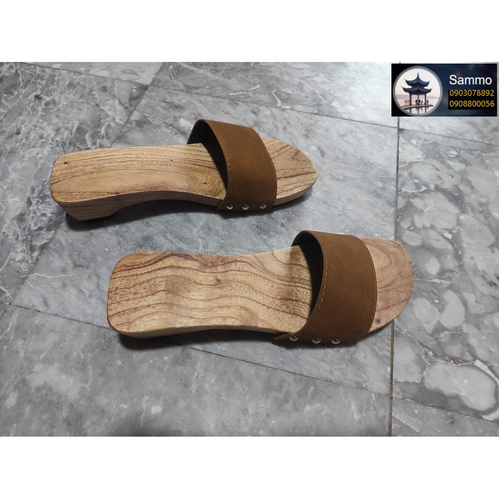 Guốc Gỗ Guốc Mộc Quai Nhung 4 Phân
