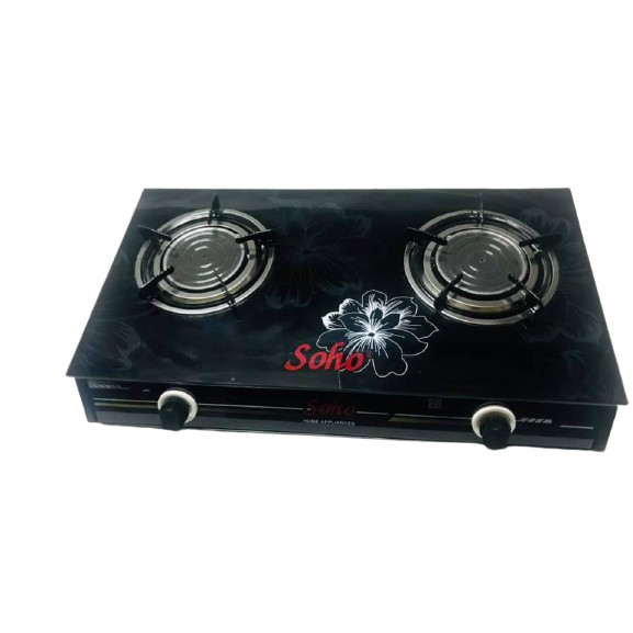 Bếp gas đôi  mặt kính hồng ngoại 02 vòng nhiệt 12cm bằng gang Soho -899HGVSG,Siêu bền siêu tiết kiệm.
