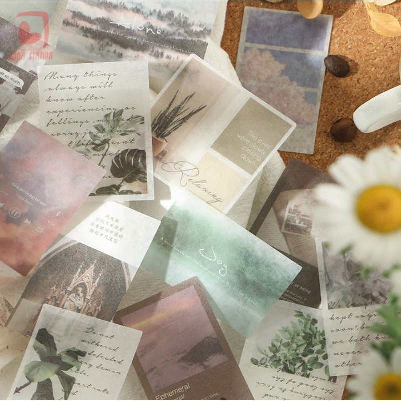 Bộ 40 sticker hình dán Time Letter phong cảnh vintage | BSB027