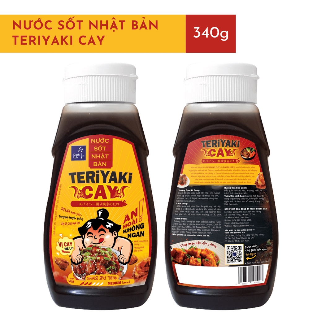 [MỚI] Nước sốt Nhật Bản Teriyaki Cay - Dashi Lab - 340g/chai - chay mặn đều dùng được