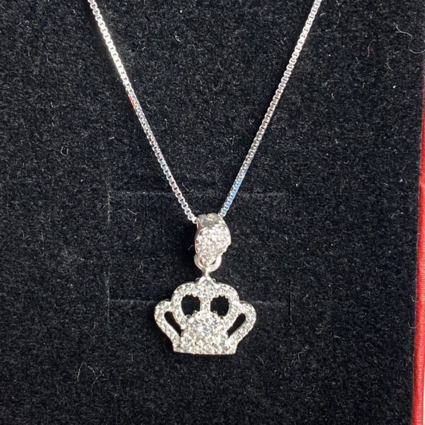 Dây chuyền bạc nữ mặt vương miện nữ hoàng đính đá sang trọng - Trang sức bạc Evasilver