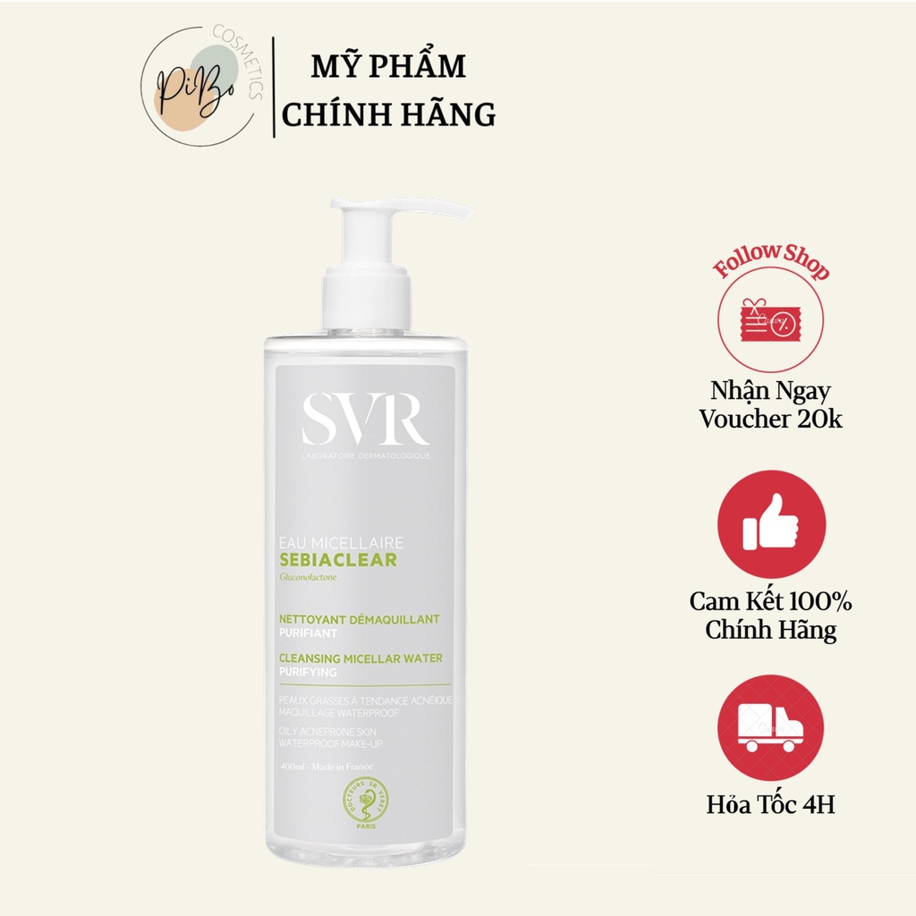 Nước Tẩy Trang SVR Sebiaclear Eau Micellaire 400ml Dành Cho Da Dầu, Da Nhạy Cảm