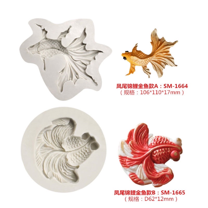 khuôn silicon cá vàng to trang trí bánh