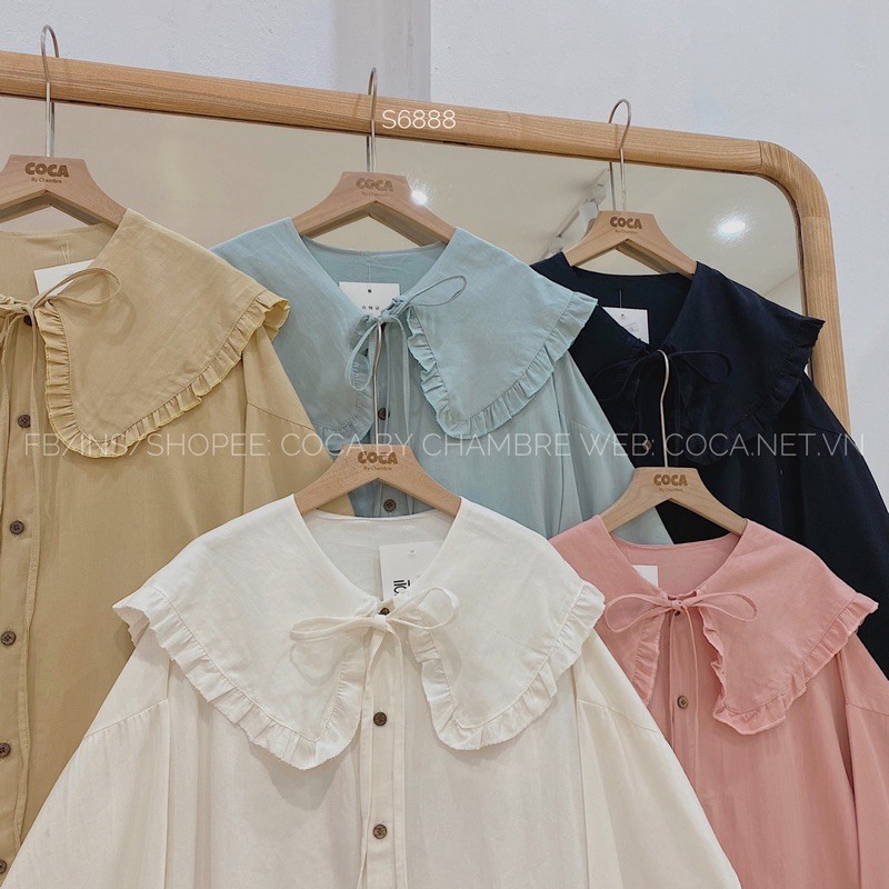 [Mã WASKT304 giảm 15% tối đa 30K đơn 99K] [S6888]⛈ Áo sơ mi cổ bèo thắt nơ form thụng dấu quần (Có sẵn/ảnh thật) | BigBuy360 - bigbuy360.vn
