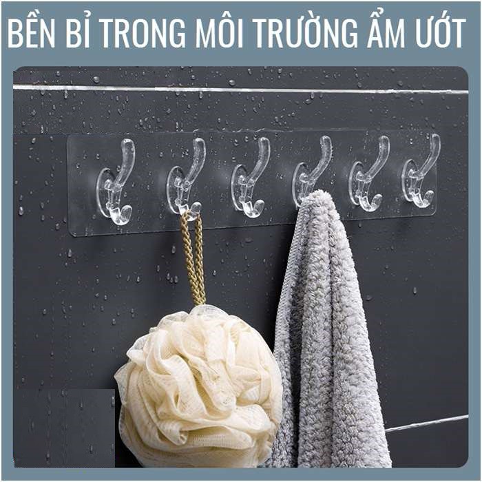 Thanh Treo Đồ Dán Tường 6 Móc Liền Mạch Trong Suốt Siêu Chắc