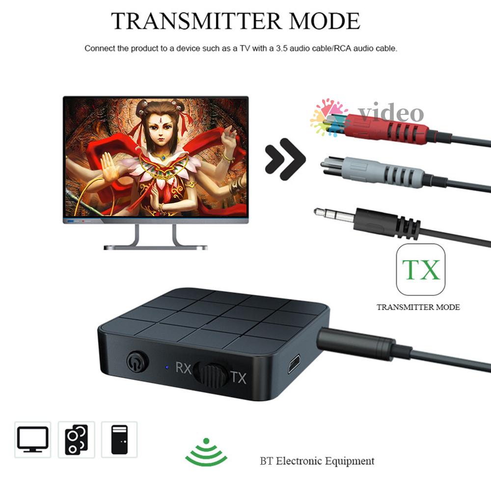 Bộ Thu Phát Tín Hiệu Âm Thanh Bluetooth 5.0 Aux Rca Jack 3.5mm Cho Loa Xe Hơi / Tv / Pc