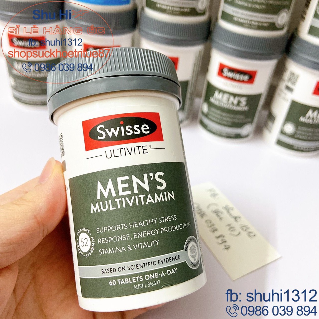 Vitamin tổng hợp cho nam swisse từ 18 đến 50 tuổi, men’s ultivite multivitamin úc 60 viên - swisse Men, tăng đề kháng