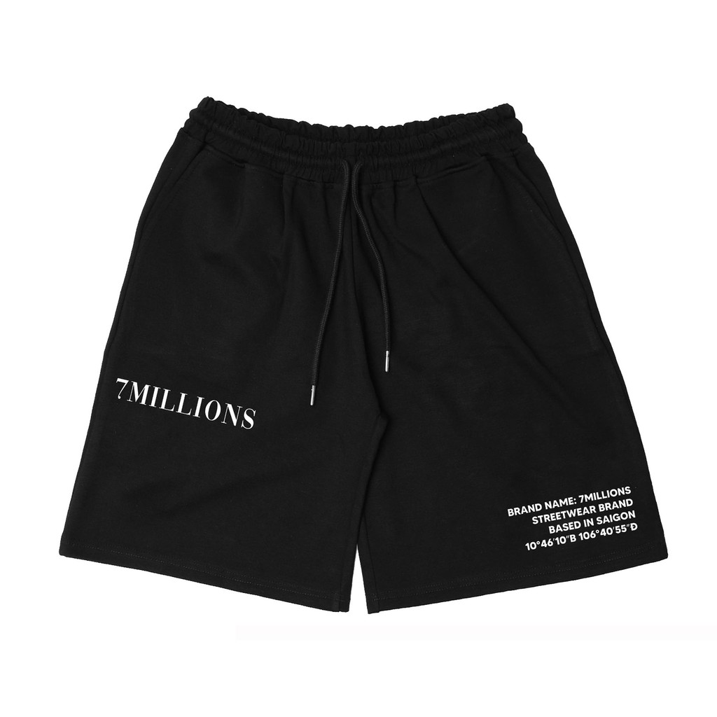 Quần short 7millions Basic Typography White - Đen