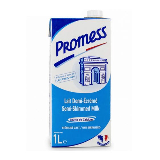 Sữa tươi ít béo (Semi - skimmed milk) promess. Thùng 6 hộp x 1L