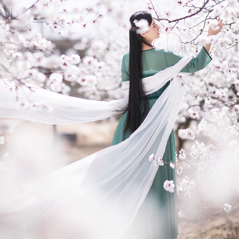 Khăn choàng Chiffon màu trắng hồng kiểu cổ điển dùng biểu diễn múa | BigBuy360 - bigbuy360.vn
