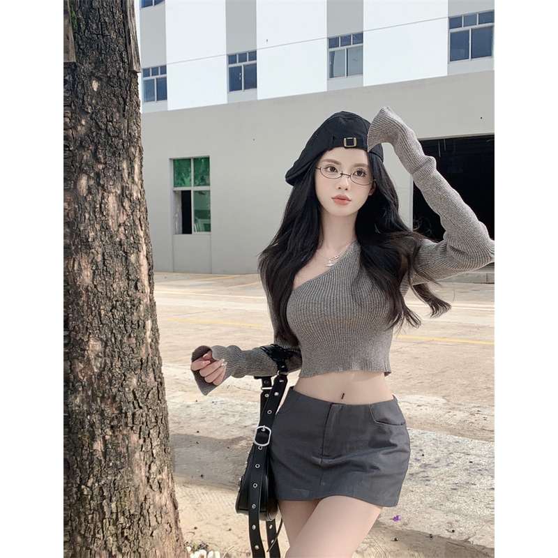 Cocory vn Bộ Áo Dệt Kim Dài Tay + Áo Khoác Cardigan + Chân Váy Chữ A Lưng Cao Ôm Dáng Gợi Cảm Thời Trang Mùa Thu Cho Nữ