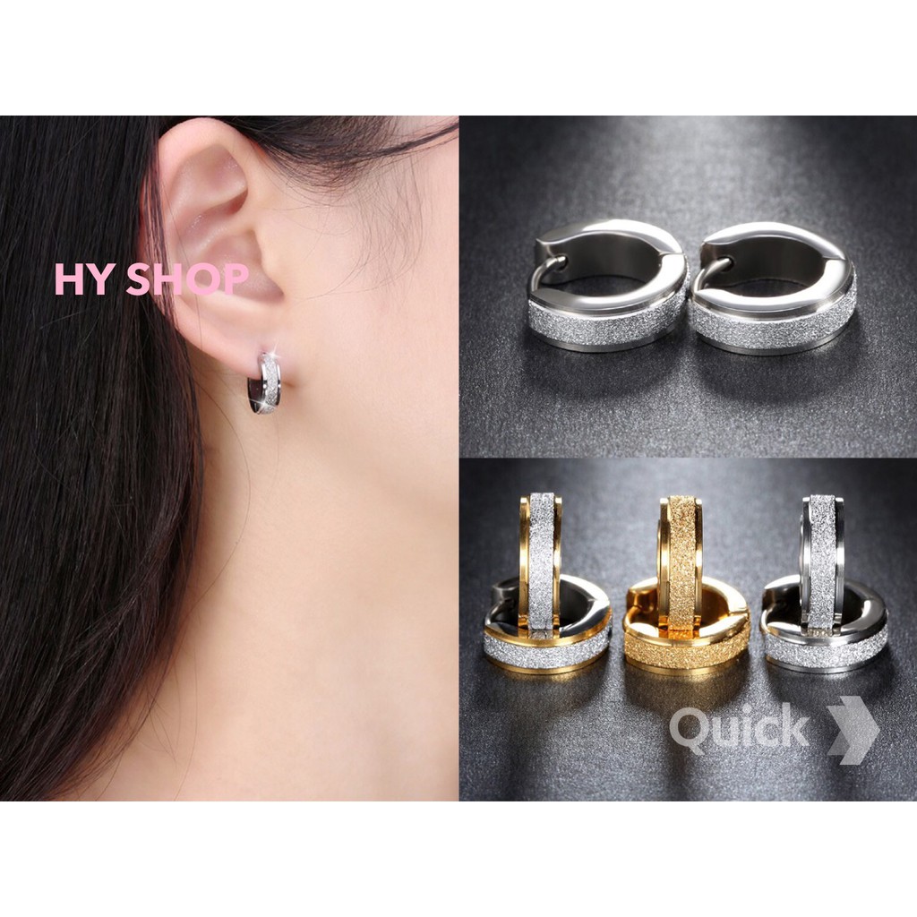 Bông khuyên tai tròn basic lấp lánh nam nữ siêu bền - khuyên tai thép y tế không gỉ không dị ứng UNISEX BTS