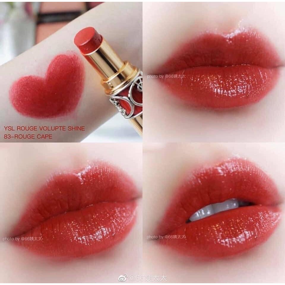 Auth có bill )Son YSL Rouge Volupté Shine màu 83 Rouge Cape | Shopee Việt  Nam