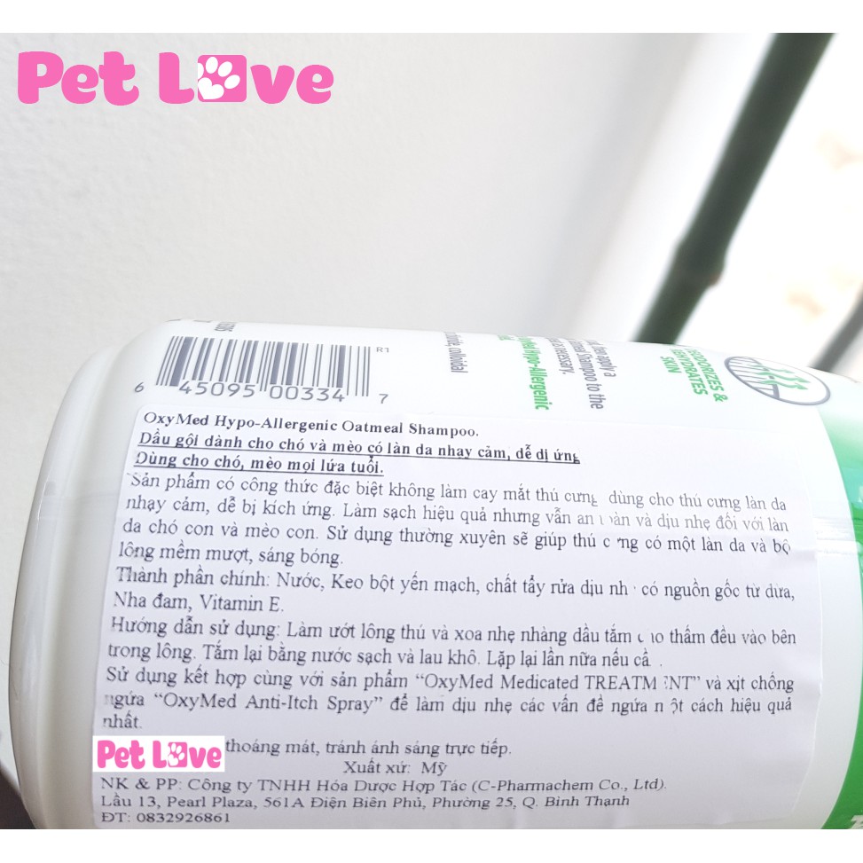 Sữa tắm cho chó mèo con, chuyên dành cho da nhạy cảm, dễ dị ứng (Oxymed, Mỹ, 592ml)