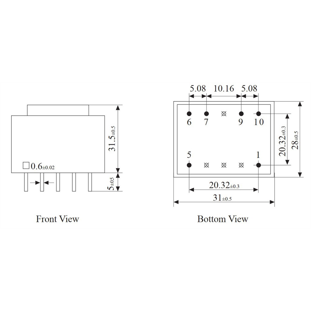 Biến áp cách ly hàn mạch 220V/12V AC 0.25A  3VA - Hàng có sẵn
