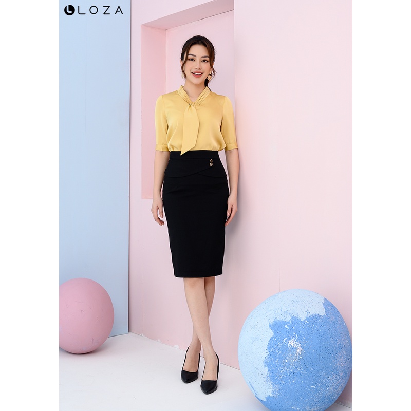 Áo sơ mi nữ LOZA cổ nơ tay lỡ - LS061028