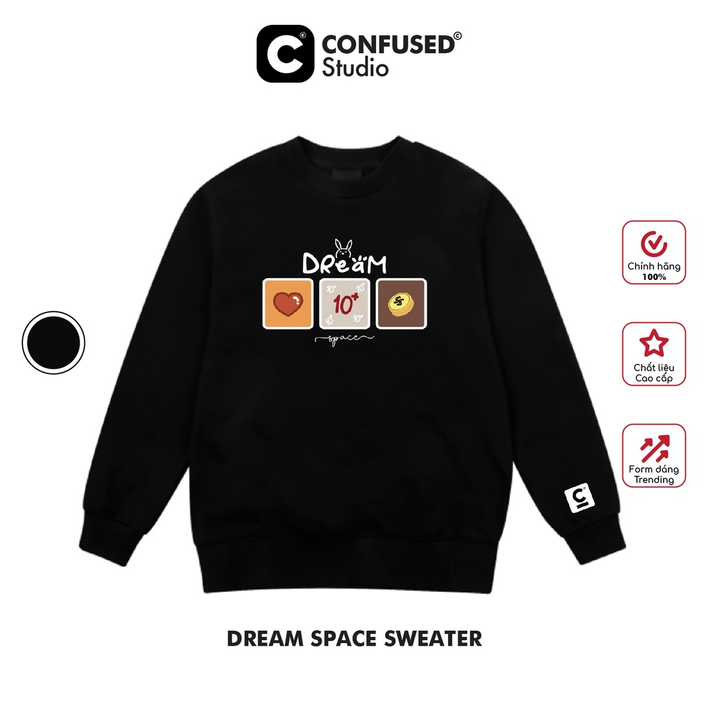 Áo Sweater CONFUSED [DREAM SPACE], Sweater Form rộng Hàn Quốc, Local Brand, Unisex