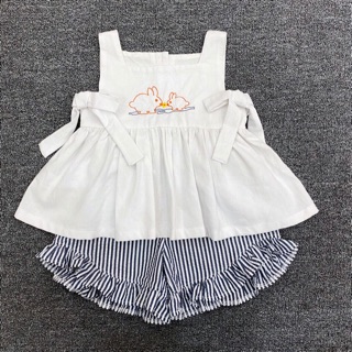 Bộ Mine thêu thỏ bé gái