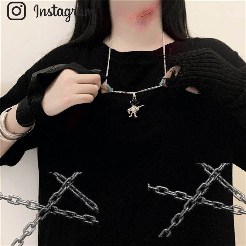 [Spot] Dây Chuyền Mặt Hình Phi Hành Gia Phong Cách Hip Hop Hàn Quốc 12983