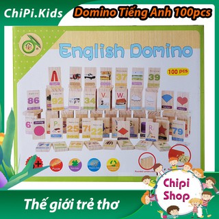 Domino english đồ chơi giáo dục bằng gỗ tiếng anh 100 chi tiết