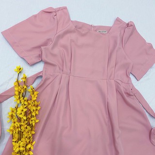 Đầm váy freesize hồng cổ U form dài