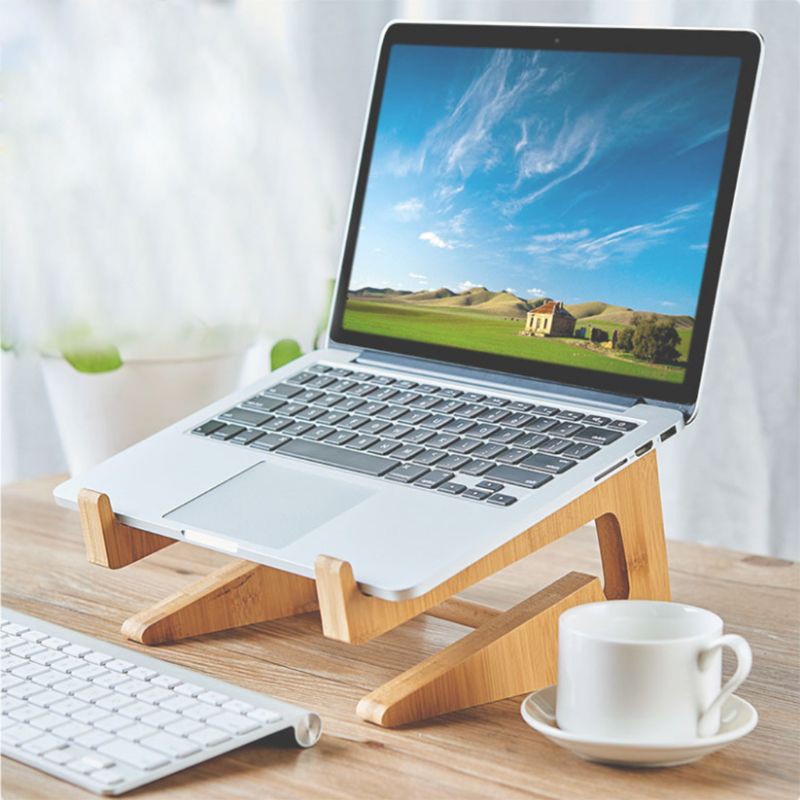 Alli Laptop Holder Keyboard Detachable Desk Stand Wooden Mount Foldable Portable for Apple Macbook Tablet PC Notebook 15&quot;-17&quot;