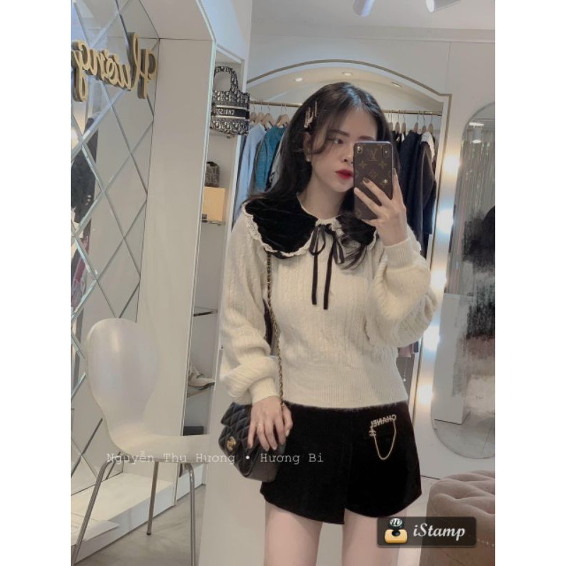 Quần giả váy nhung kèm tag xích hàng QCL1