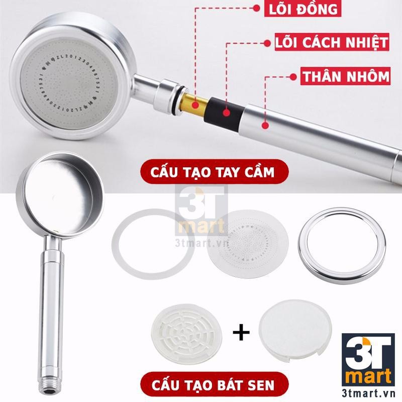 bộ bát sen tăng áp lực nước và dây sen inox dai 1.5m