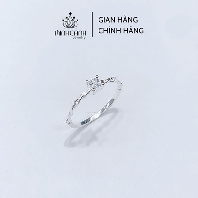 Nhẫn Bạc Xoắn Mảnh Đá Vuông - Minh Canh Jewelry