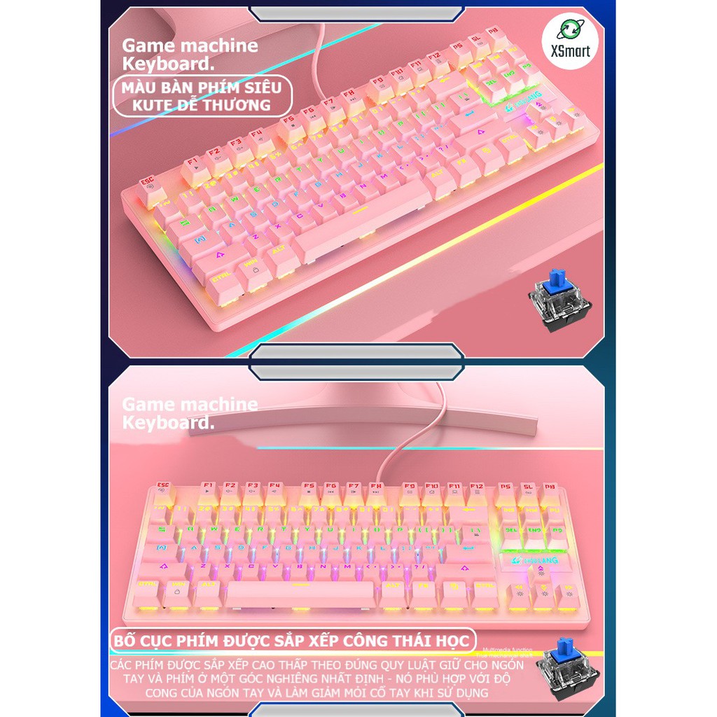 Bàn phím cơ gaming có LED cho máy tính laptop pc Crack K2 PRO dòng keyboard chiến mọi tựa game như pubg, lol, đột kích