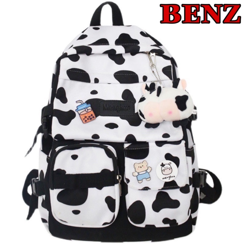 Balo bò sữa đi học cặp học sinh unisex có ngăn đựng laptop phong cách Ulzzang Hàn Quốc BZ 90