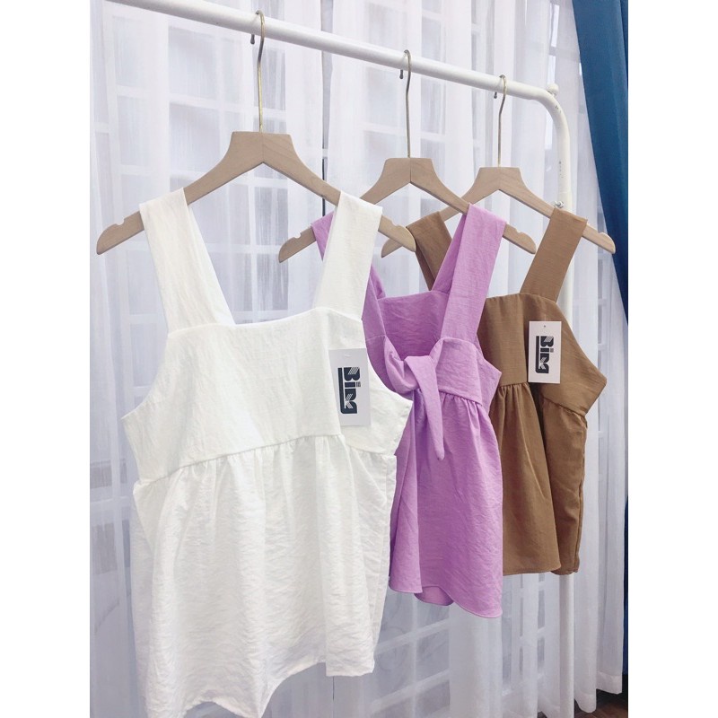 Áo babydoll,áo 2 dây,áo đũi bản to chất đũi lụa kèm nơ sau siêu hot A367 Nội y xanh nội y xanh chất đẹp giá tốt